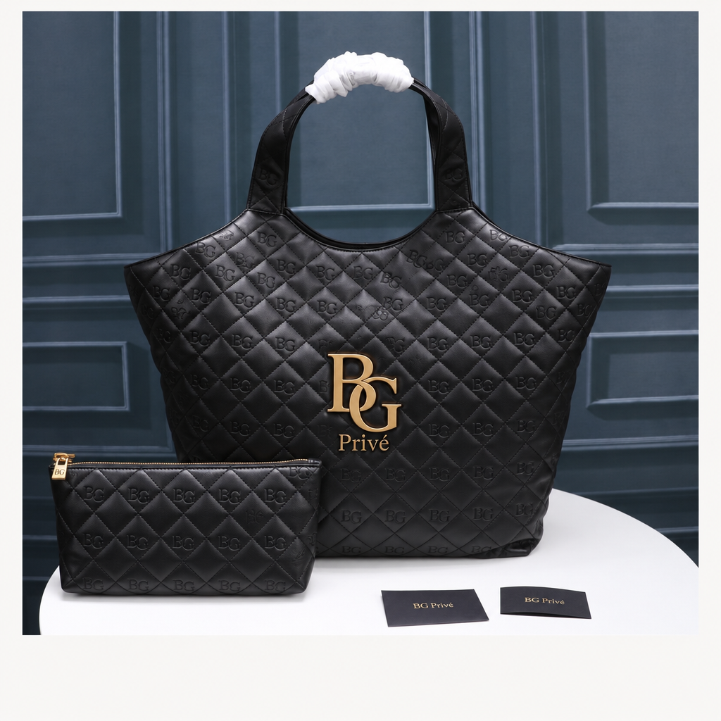 Icare Maxi Shopping Bag in Black Quilted Lambskin