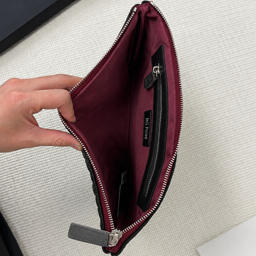 O-Case Medium Classic Zip Pouch in Black Caviar Leather