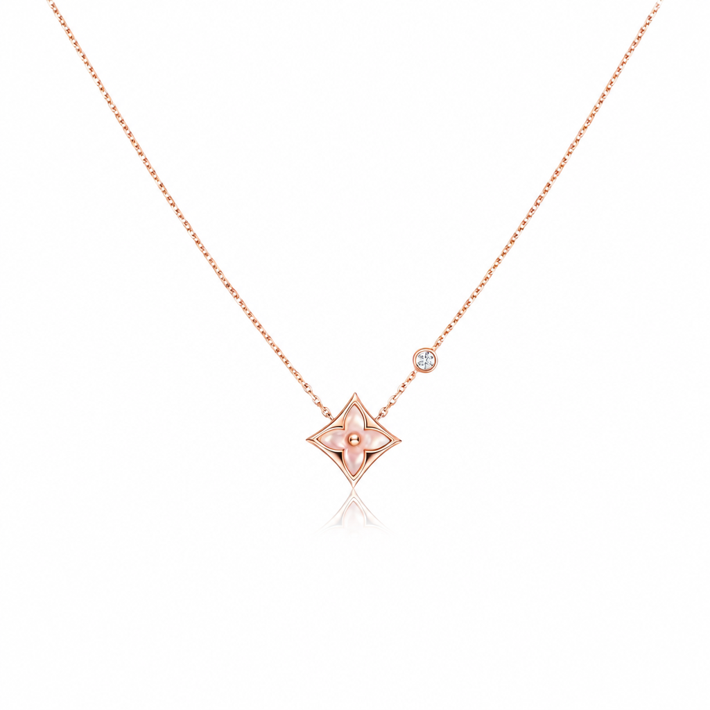 Color Blossom BB Star Pendant in Pink Gold, Pink Mother-of-Pearl and Diamond