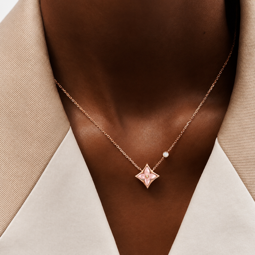 Color Blossom BB Star Pendant in Pink Gold, Pink Mother-of-Pearl and Diamond