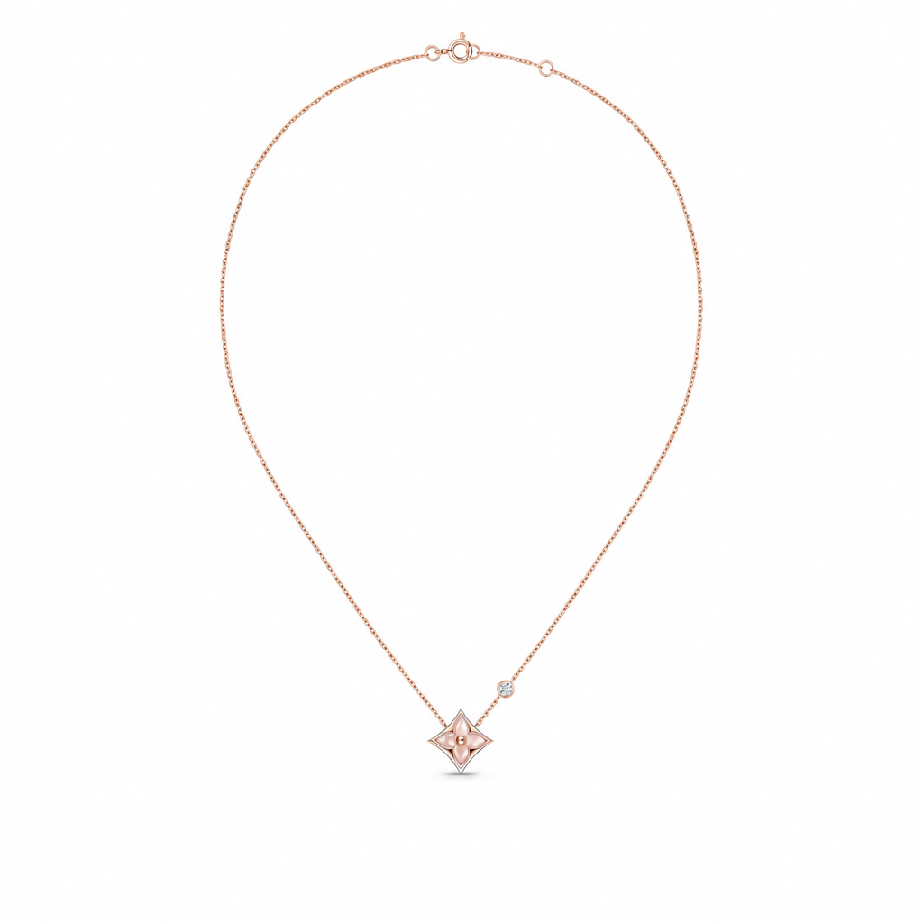 Color Blossom BB Star Pendant in Pink Gold, Pink Mother-of-Pearl and Diamond