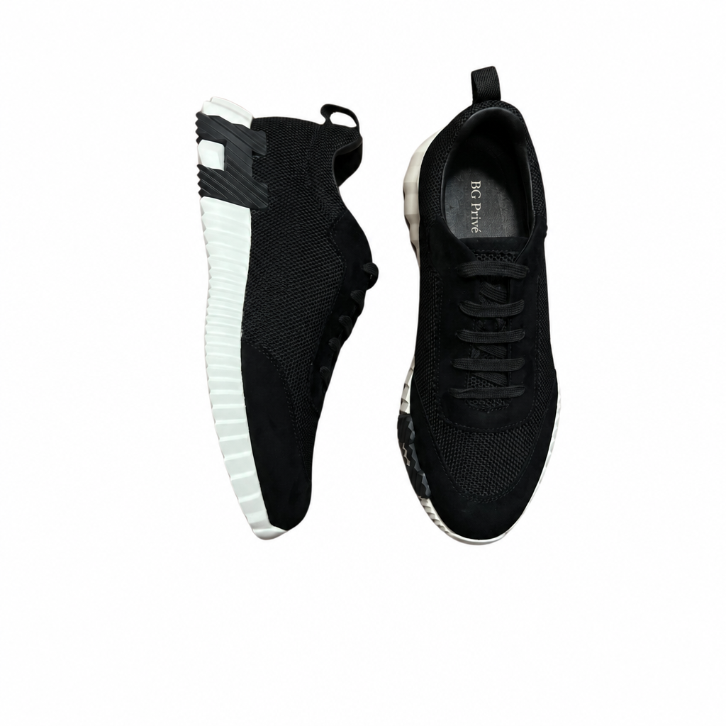 Bouncing Sneakers for Men in Noir Mesh and Suede