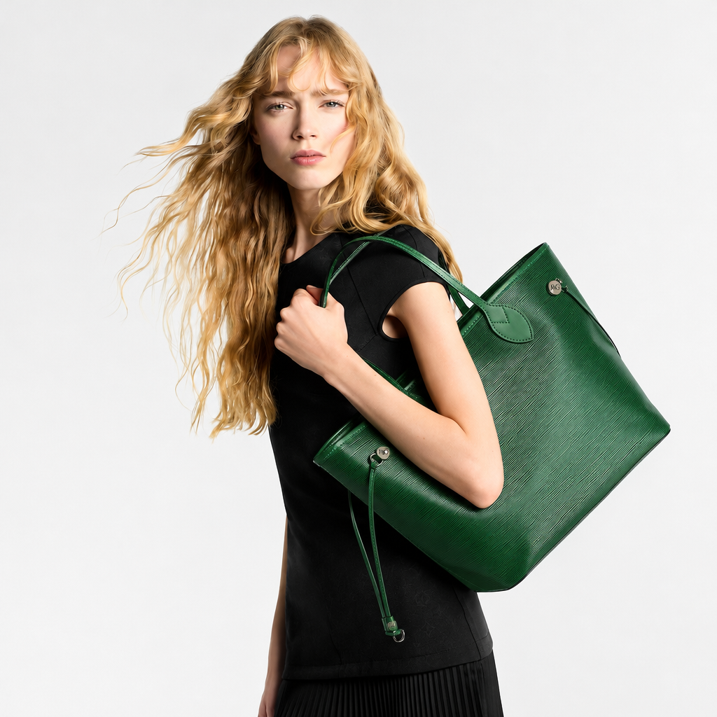 Neverfull MM Borneo Green Epi Leather Tote