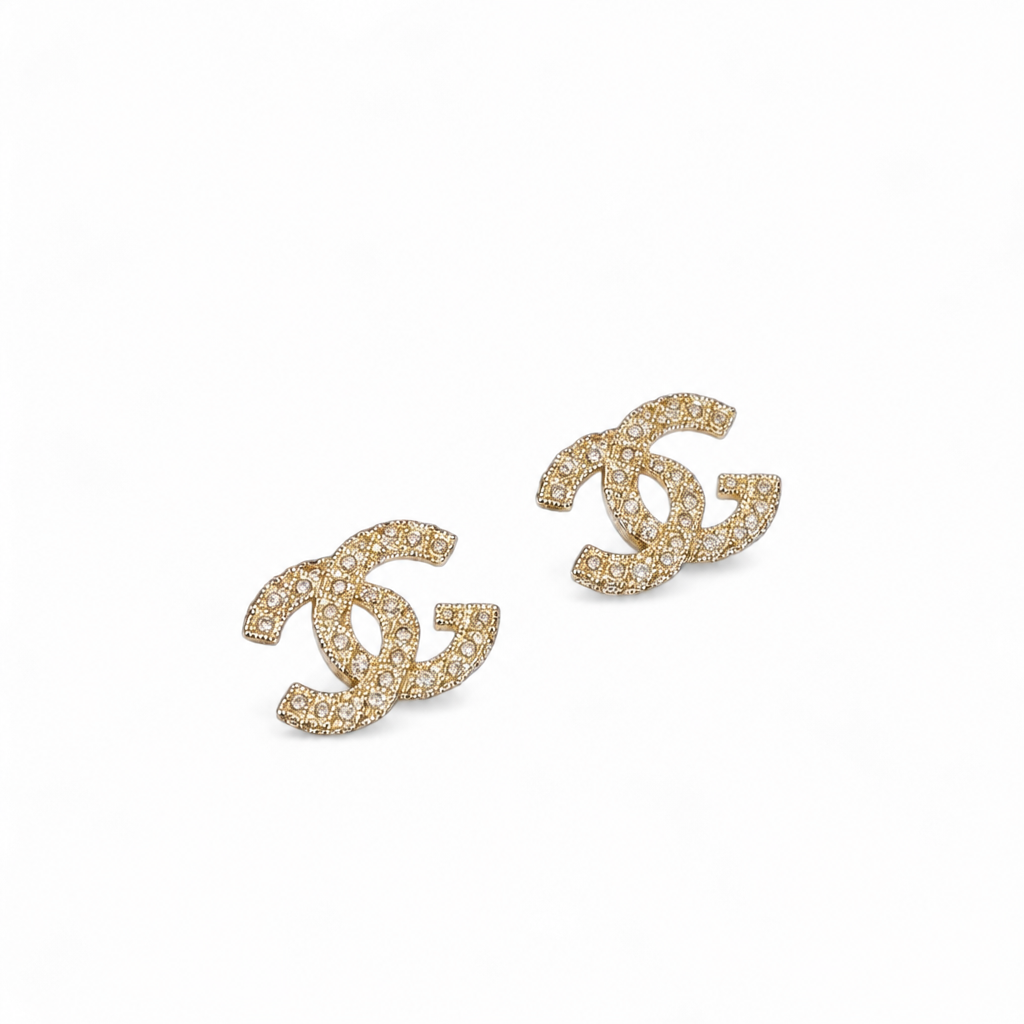 Crystal Stud Earrings Gold