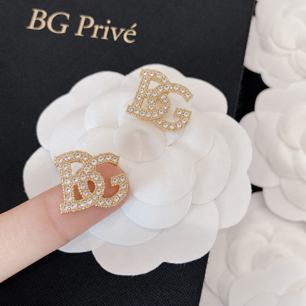 Crystal Stud Earrings Gold