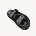 Black Quilted Dad Sandals with Chain Details