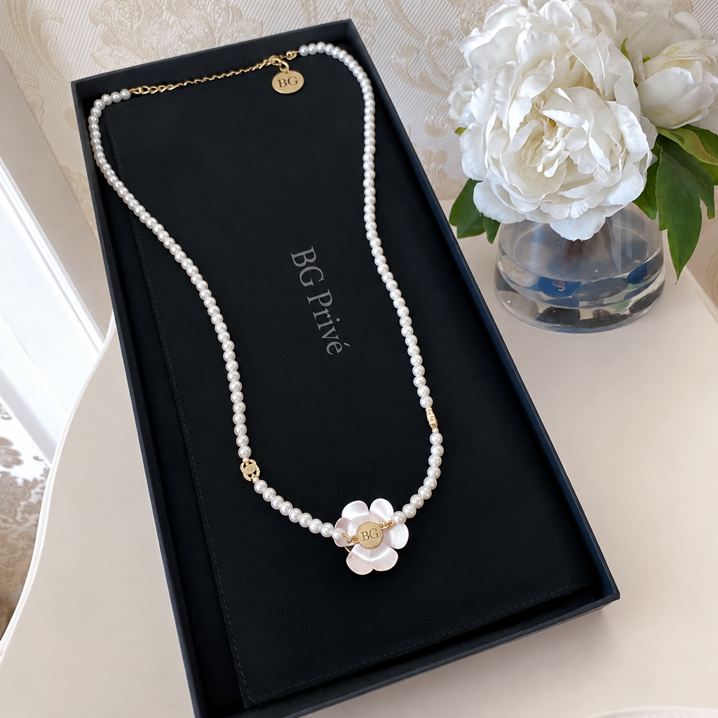 Camellia Necklace 2014 Crystal Faux Pearl Long Sautoir
