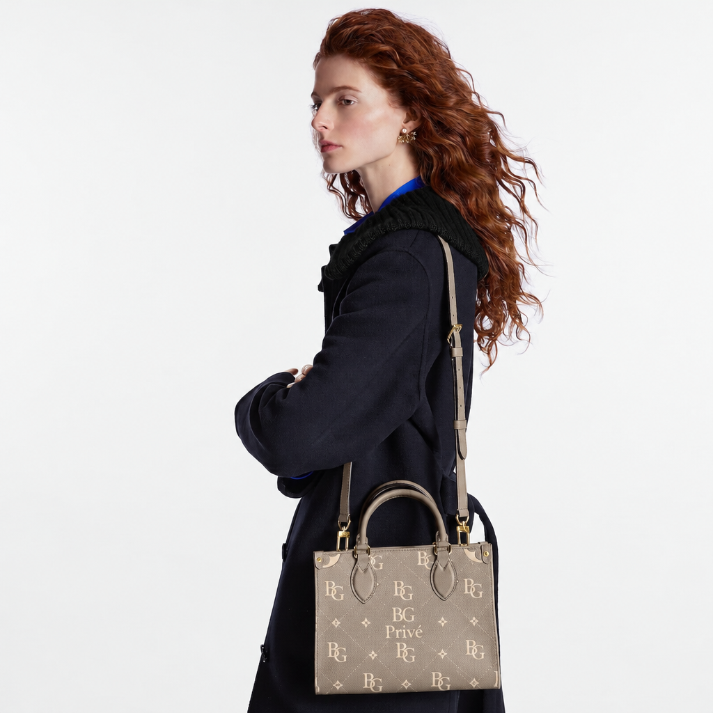 OnTheGo PM Bag in Tourterelle/Crème Bicolor Monogram Empreinte Leather