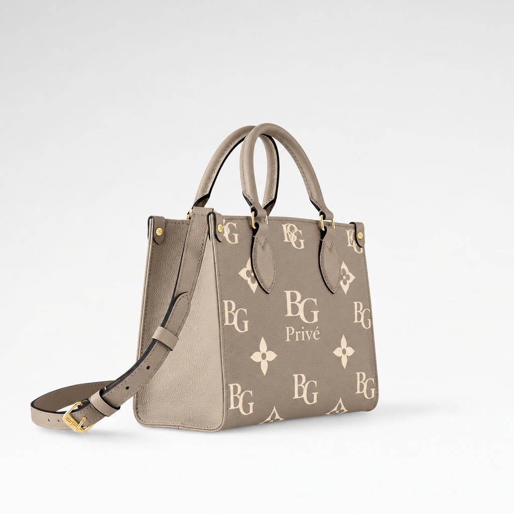 OnTheGo PM Bag in Tourterelle/Crème Bicolor Monogram Empreinte Leather