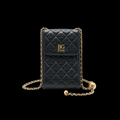 Lambskin Quilted Pearl Crush Phone Holder With Chain