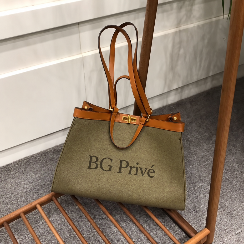 Peekaboo X-Tote Medium Khaki Canvas Tote Bag