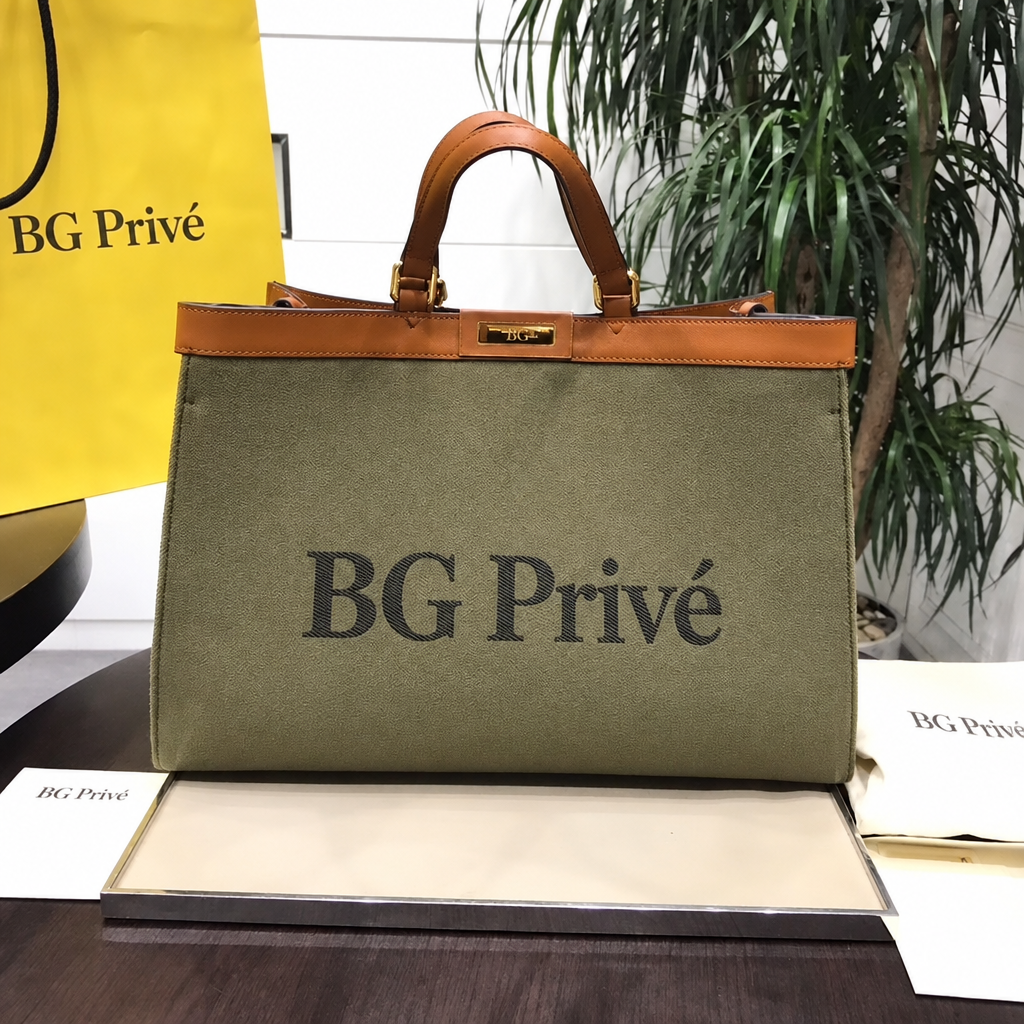 Peekaboo X-Tote Medium Khaki Canvas Tote Bag