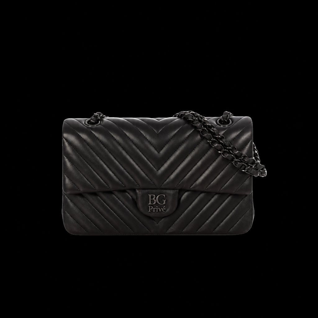 So Black Chevron Medium Classic Flap Bag