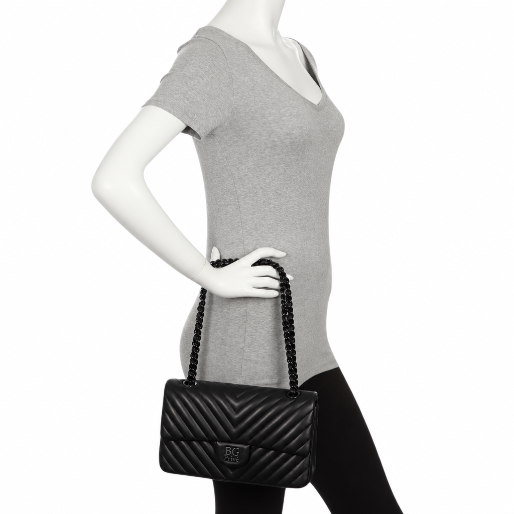 So Black Chevron Medium Classic Flap Bag
