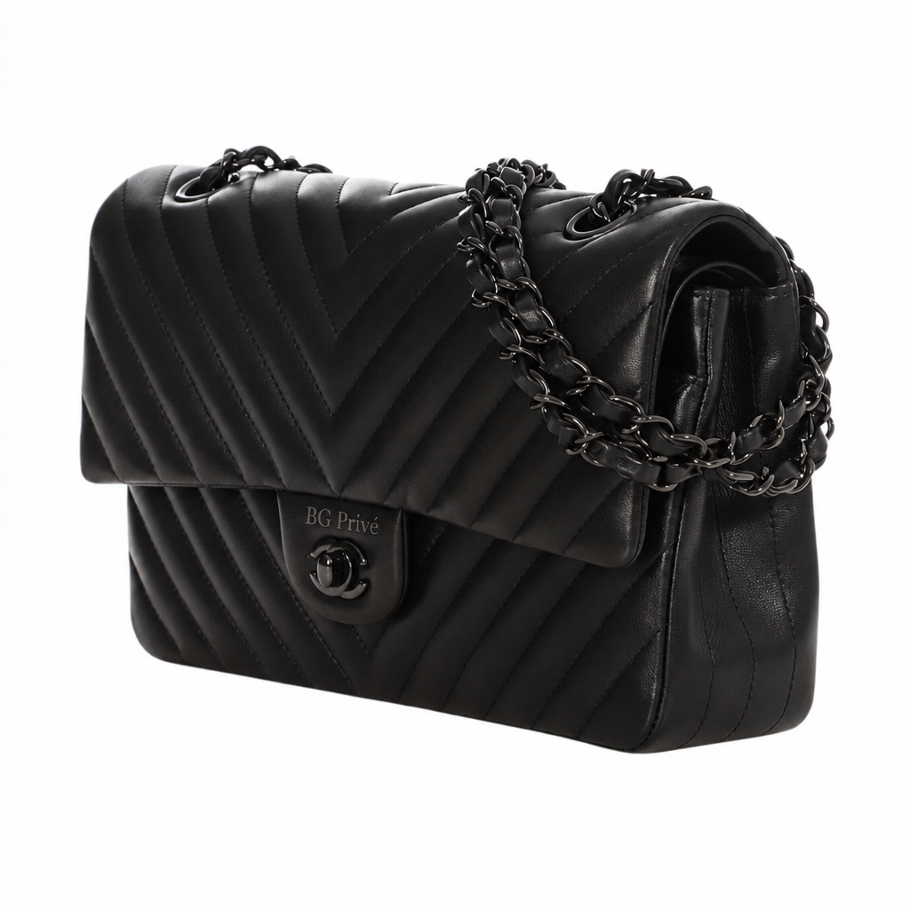 So Black Chevron Medium Classic Flap Bag