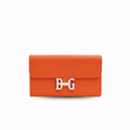 Constance Long Wallet in Bright Orange Grained Leather