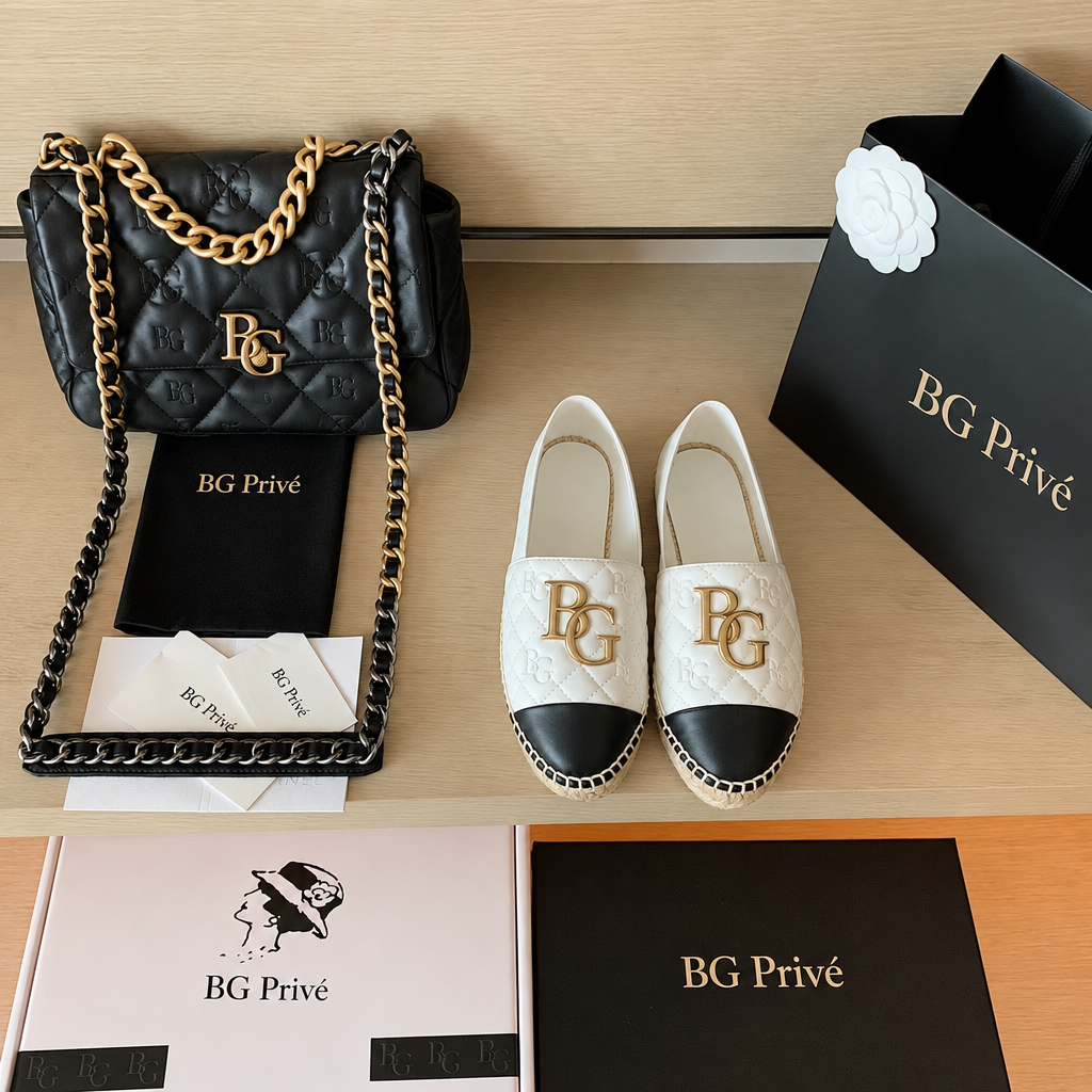 White-and-Black Quilted Leather Cap-Toe Espadrilles