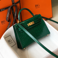 Mini Kelly II 20 Green Porosus Crocodile Bag