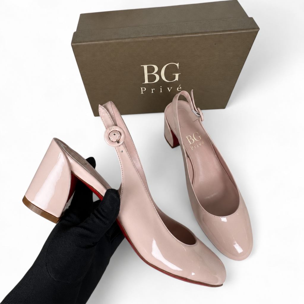 Christian Louboutin So Jane Sling 55 mm Pumps in Leche Patent Calf Leather