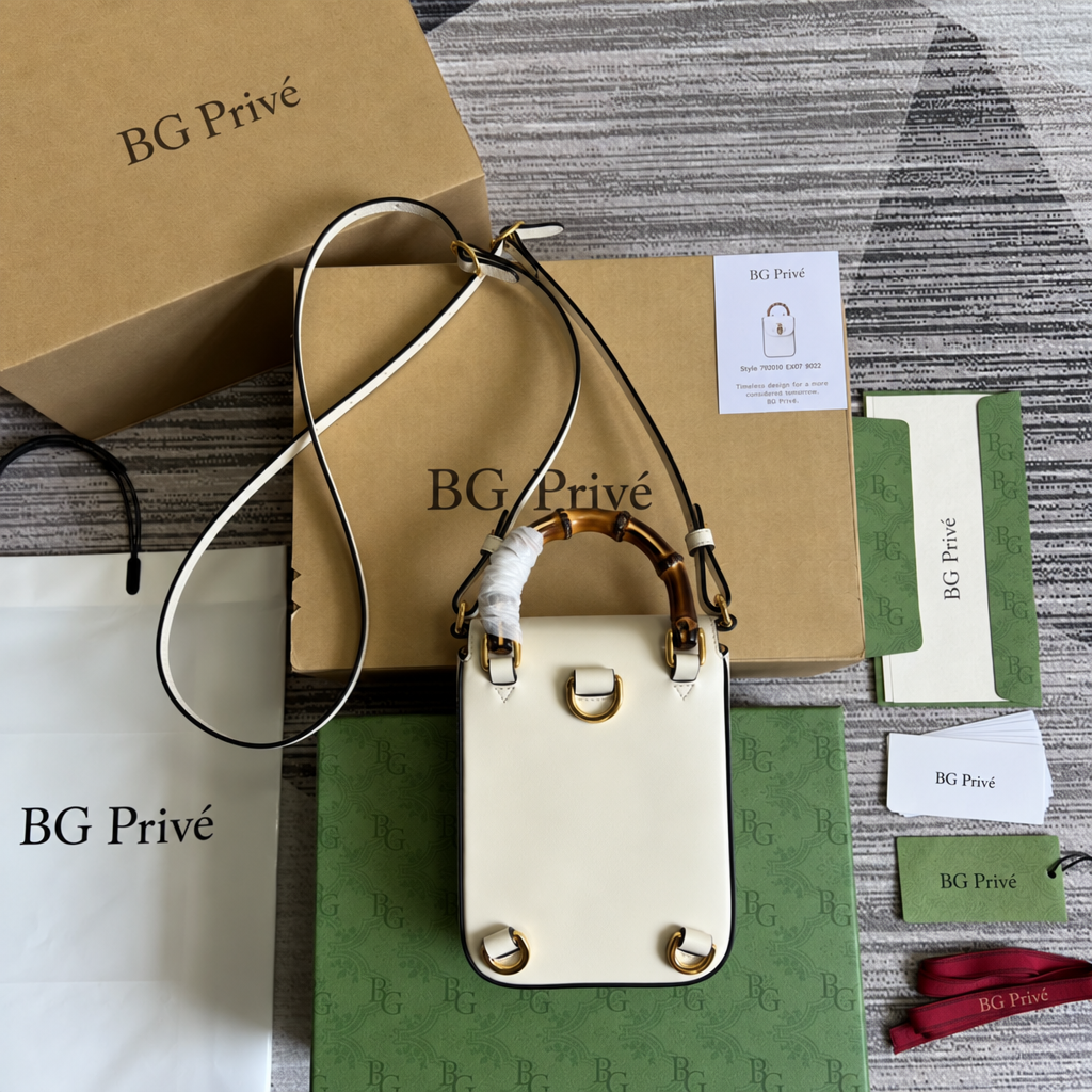 Bamboo Mini Bag in White Leather 702106 UZY0T 9022