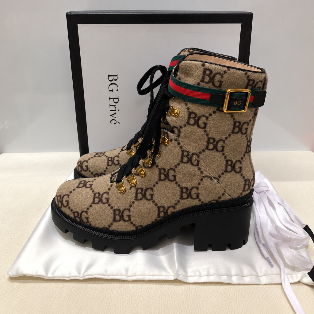 Trip Monogram Wool Combat Boots for Women