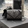 Envelope Small Bag in Black Mix Matelassé Leather