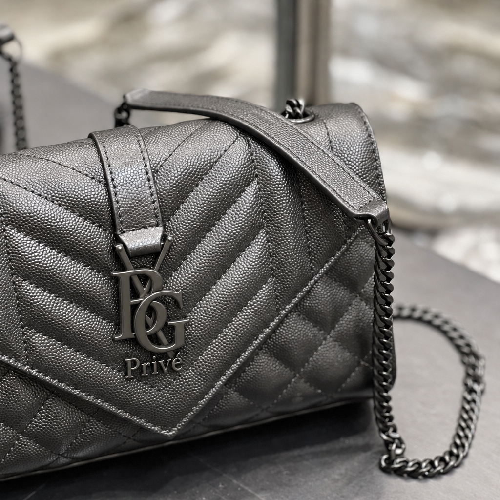 Envelope Small Bag in Black Mix Matelassé Leather