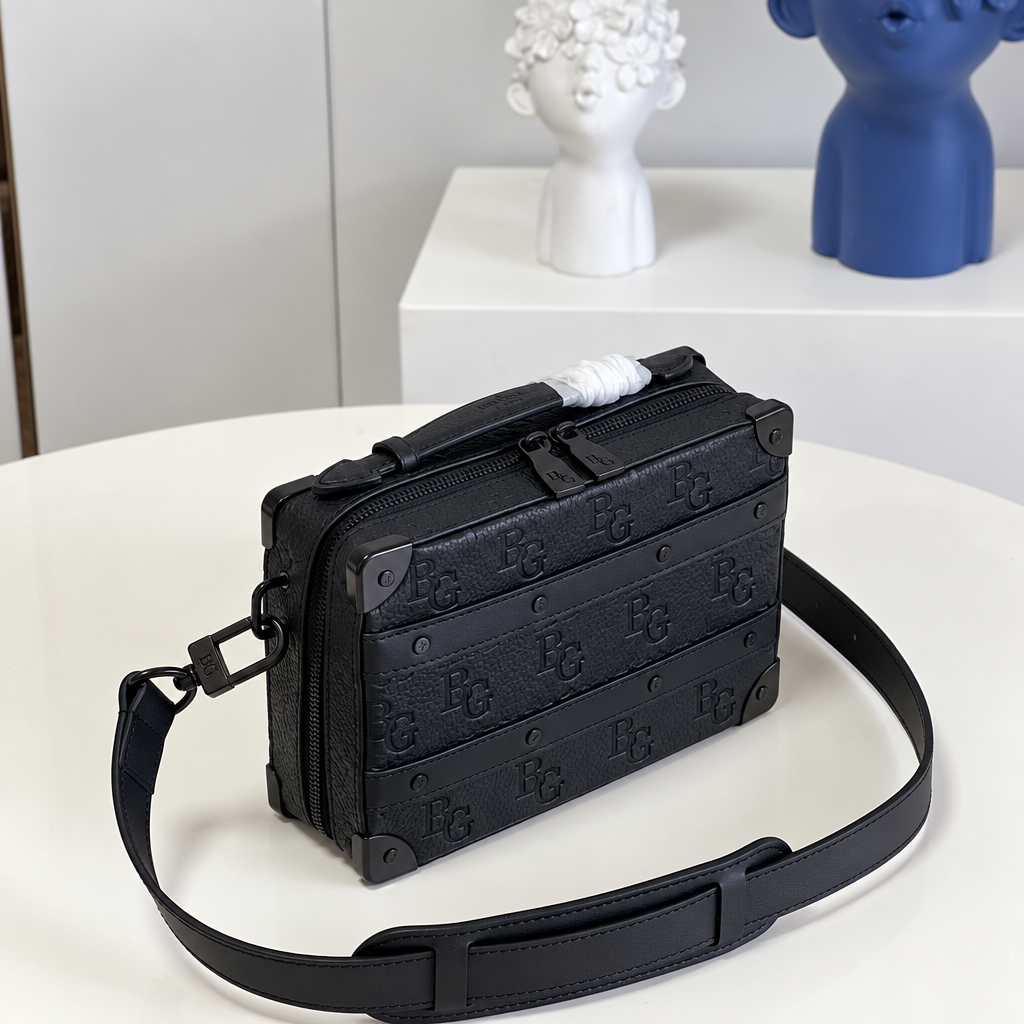 Handle Soft Trunk in Black Taurillon Leather