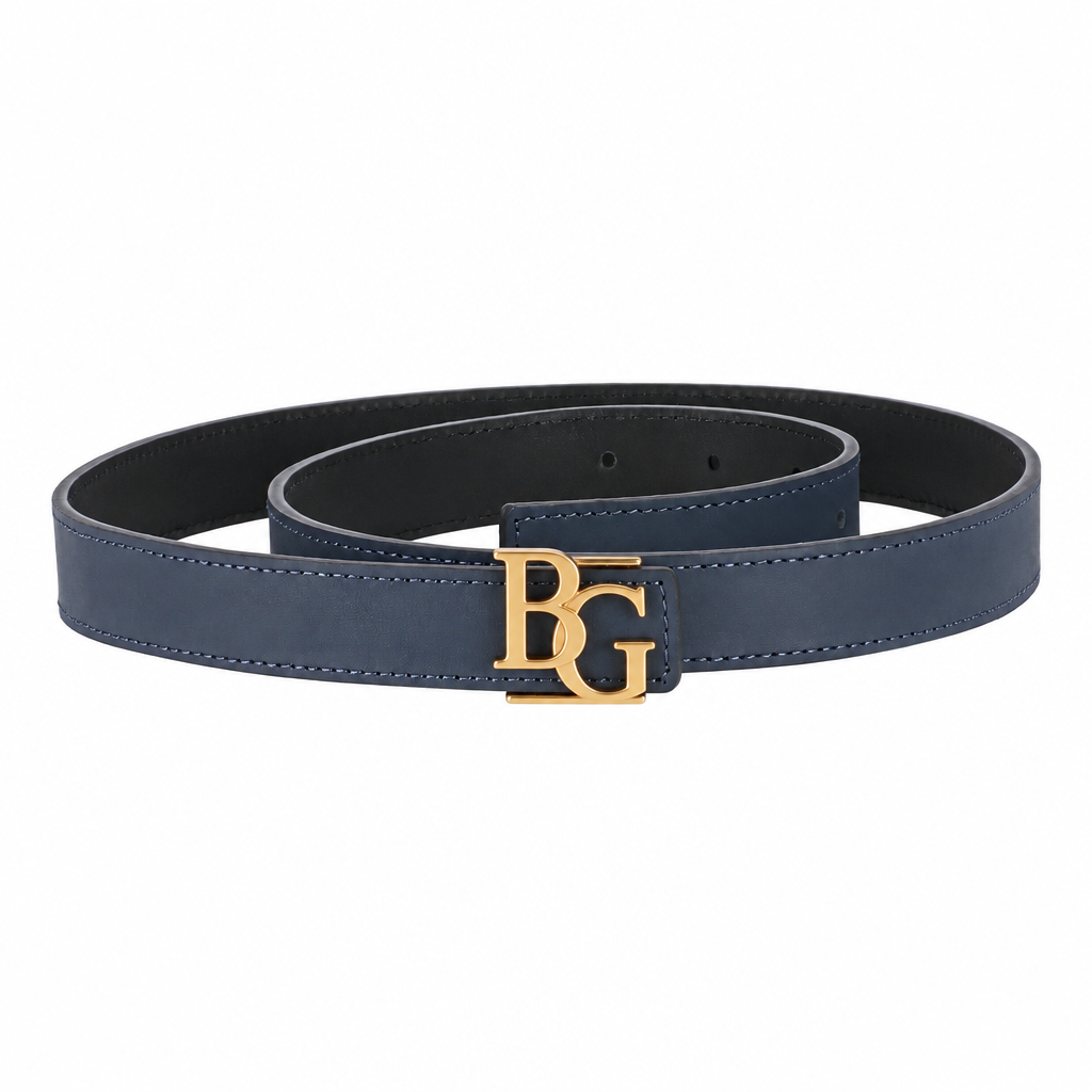 Initiales 30mm Reversible Belt in Black and Dark Blue