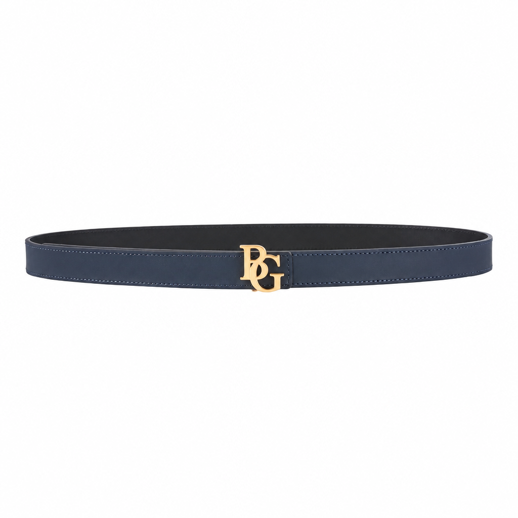 Initiales 30mm Reversible Belt in Black and Dark Blue
