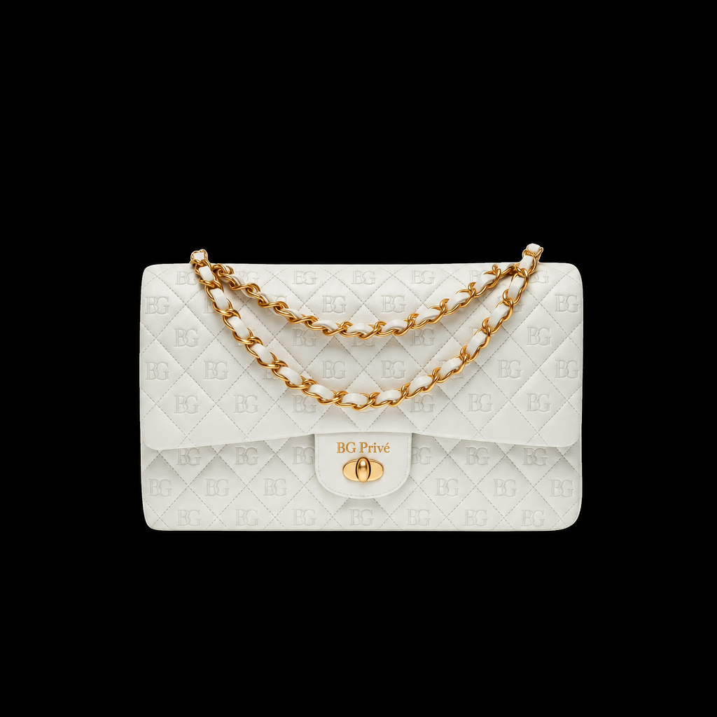 Classic 11.12 Medium Handbag in White with Gold-Tone Hardware