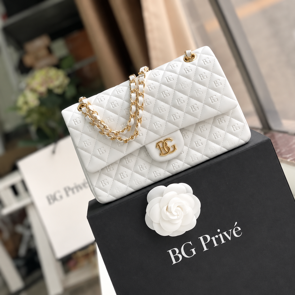 Classic 11.12 Medium Handbag in White with Gold-Tone Hardware