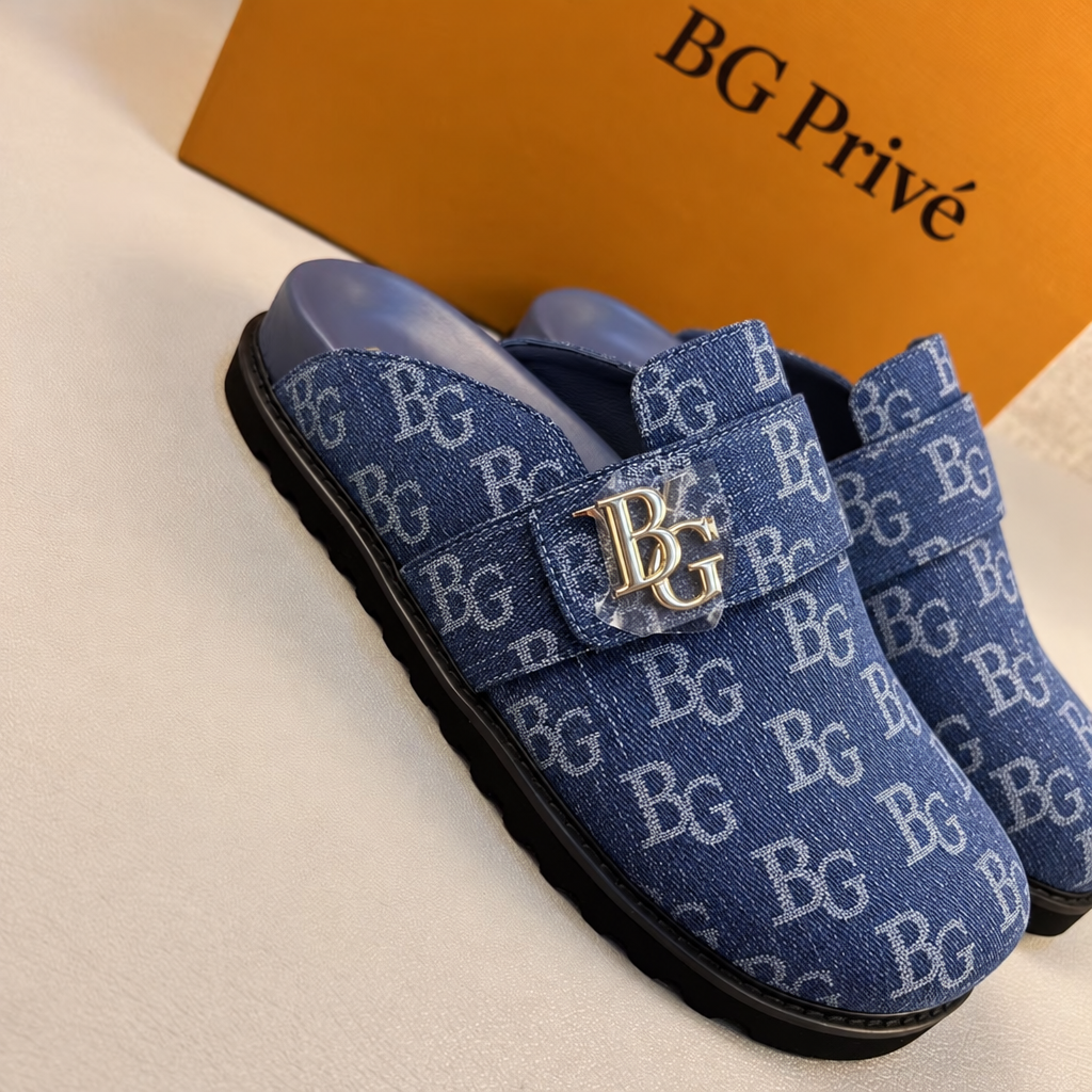 Cosy Mule – Cosy Comfort Mule in Blue Monogram Denim