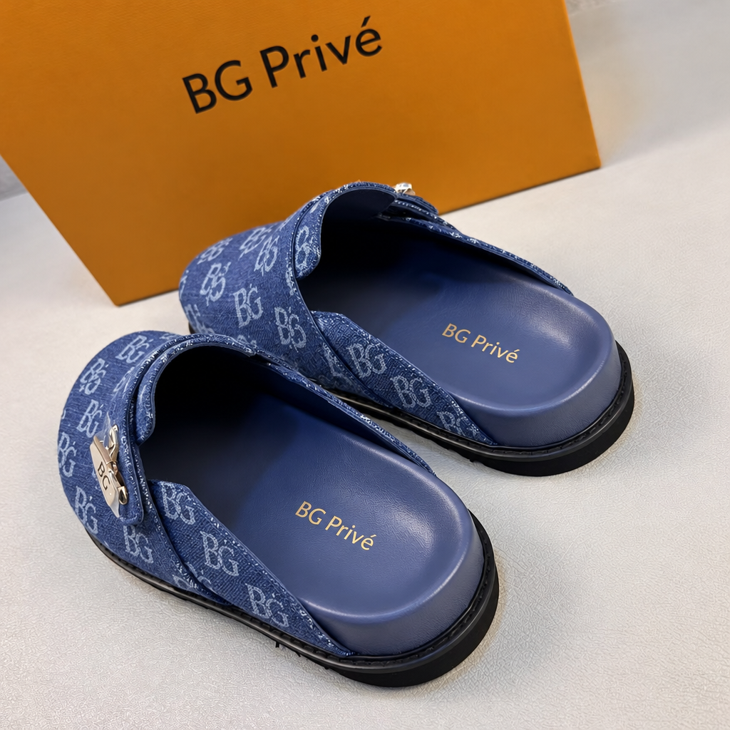 Cosy Mule – Cosy Comfort Mule in Blue Monogram Denim
