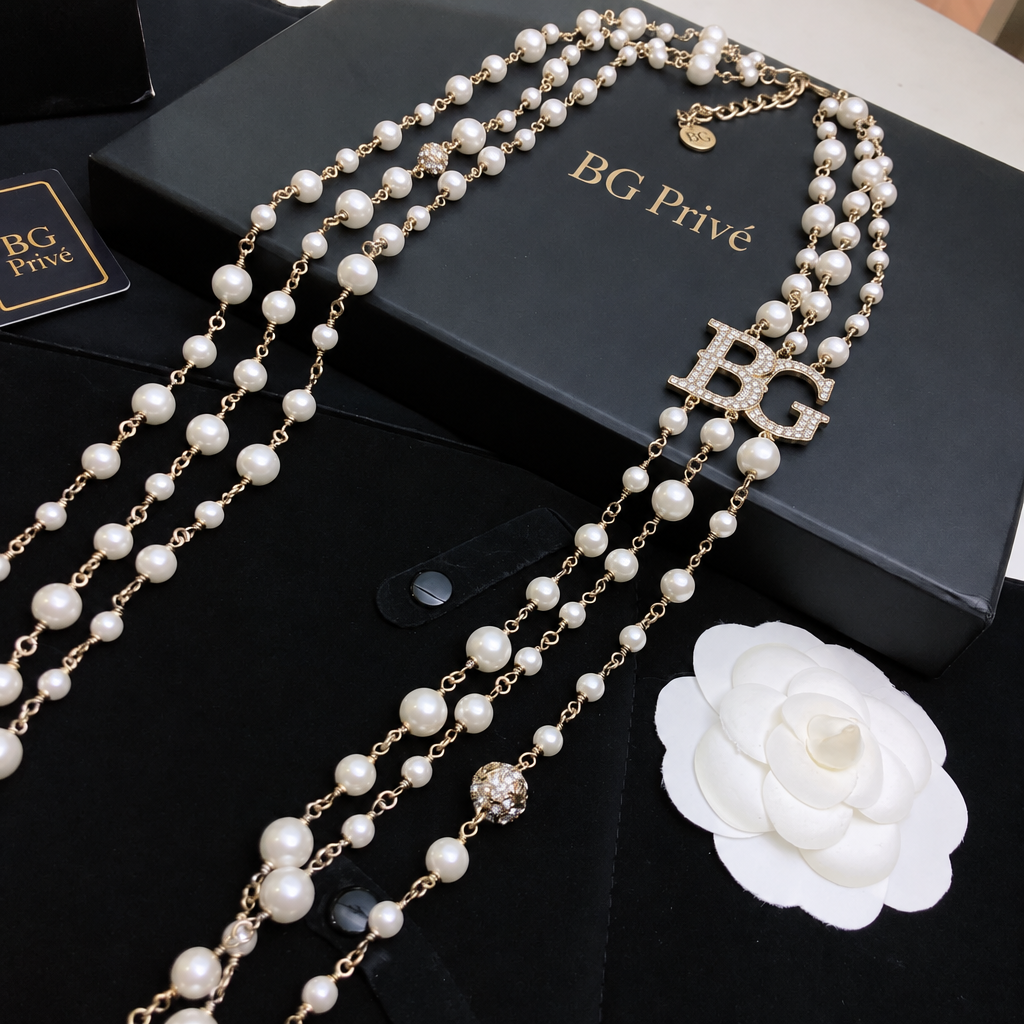 Pearl Necklace 2018 18P Three-Strand Faux-Pearl Sautoir
