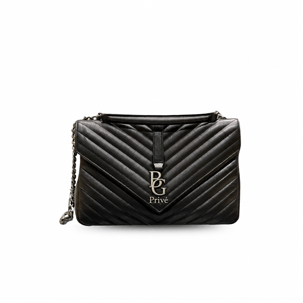 College Bag — Large Quilted Black Leather
