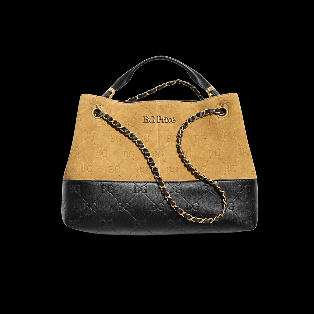 Small Tote Beige &amp; Black Quilted AS5634