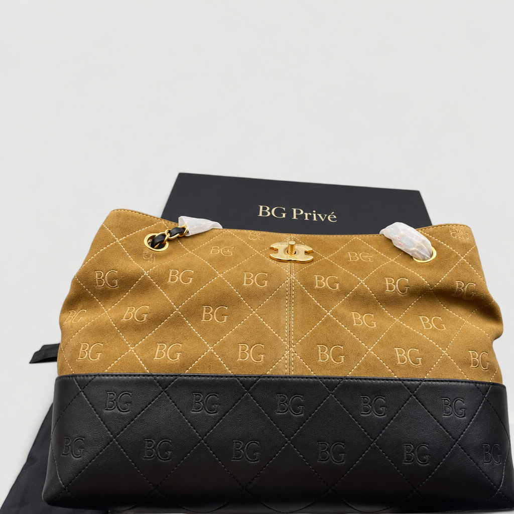 Small Tote Beige &amp; Black Quilted AS5634