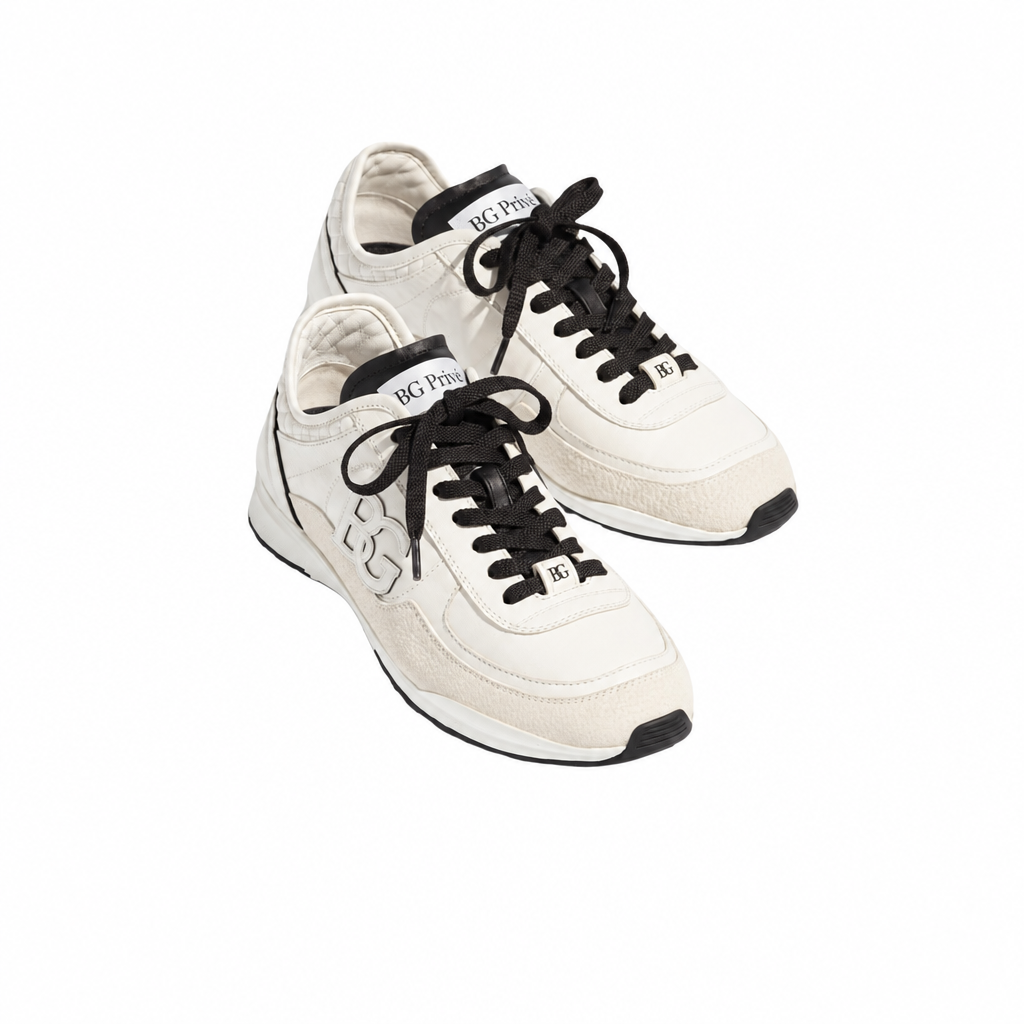 Sneakers – Mesh, Suede Calfskin &amp; Grained Calfskin, White &amp; Black