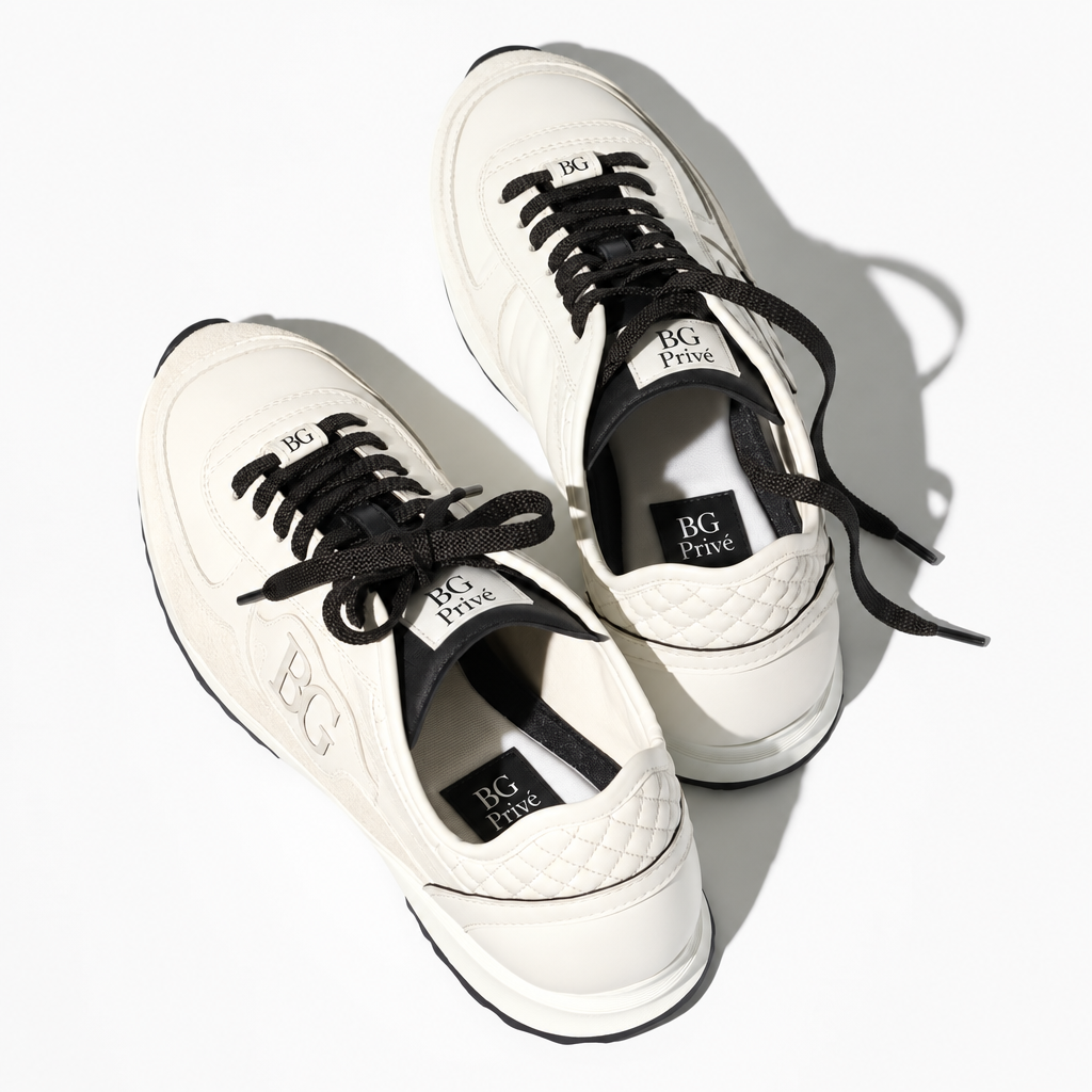 Sneakers – Mesh, Suede Calfskin &amp; Grained Calfskin, White &amp; Black