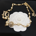 2019-Season Gold-Tone Logo Pearl and Chain Detail Pavé-Ball Necklace