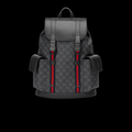 Backpack in Soft Black and Grey with Blue and Red Web