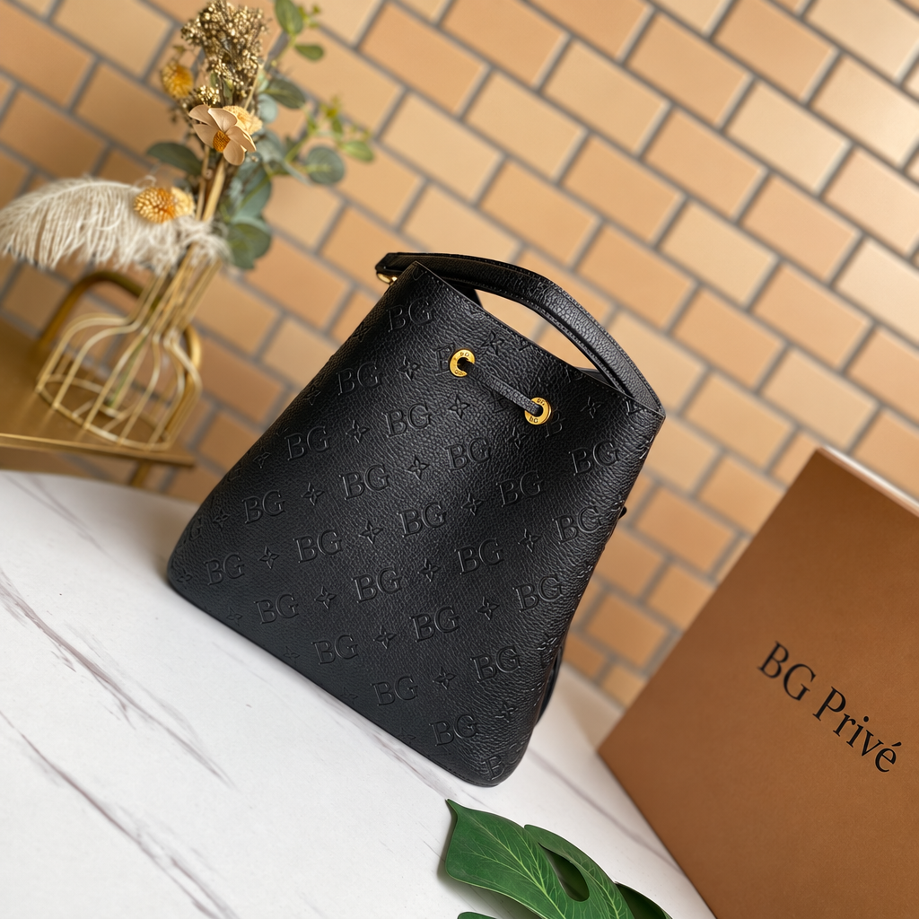 NeoNoe MM Black Monogram Empreinte Bucket Bag