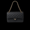 Black XXL Classic Airline Travel Flap Bag with Gold-Tone Hardware