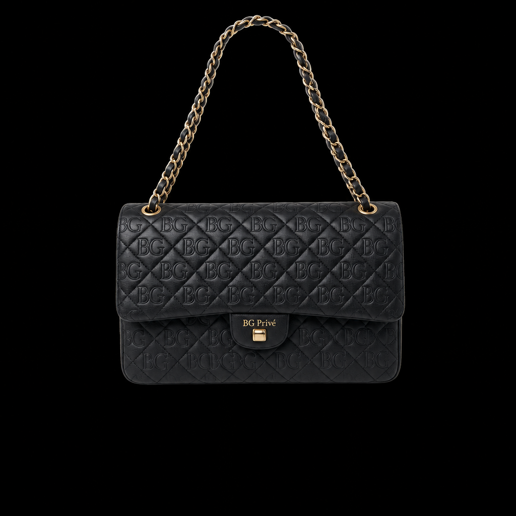 Black XXL Classic Airline Travel Flap Bag with Gold-Tone Hardware