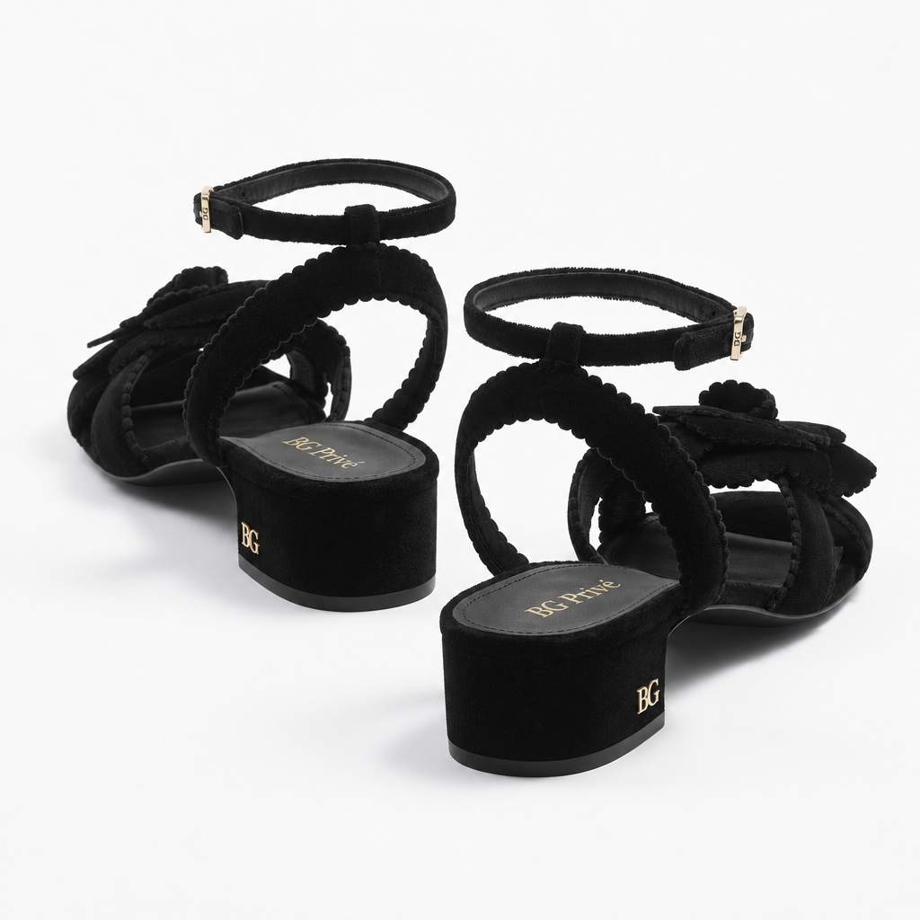Velvet Pearl Camellia Sandals
