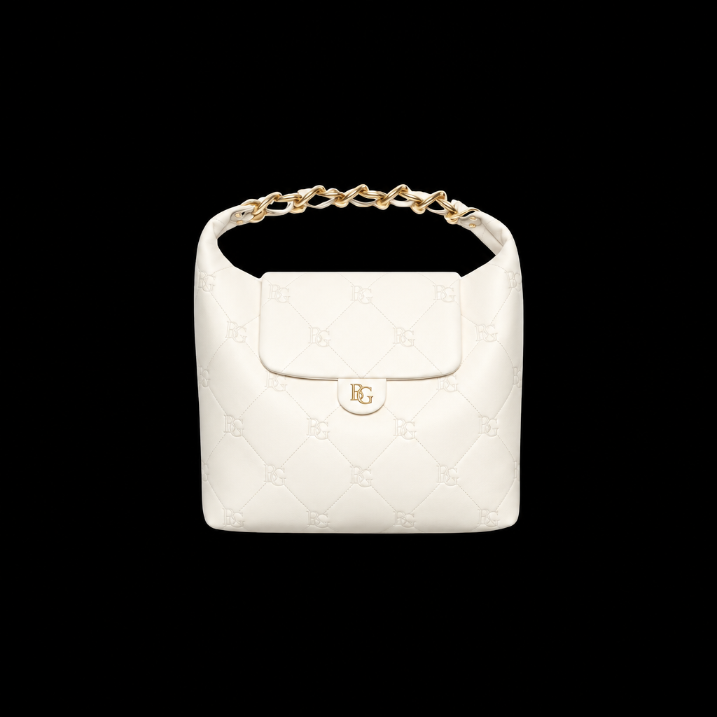 Maxi Hobo Bag in White Shiny Calfskin
