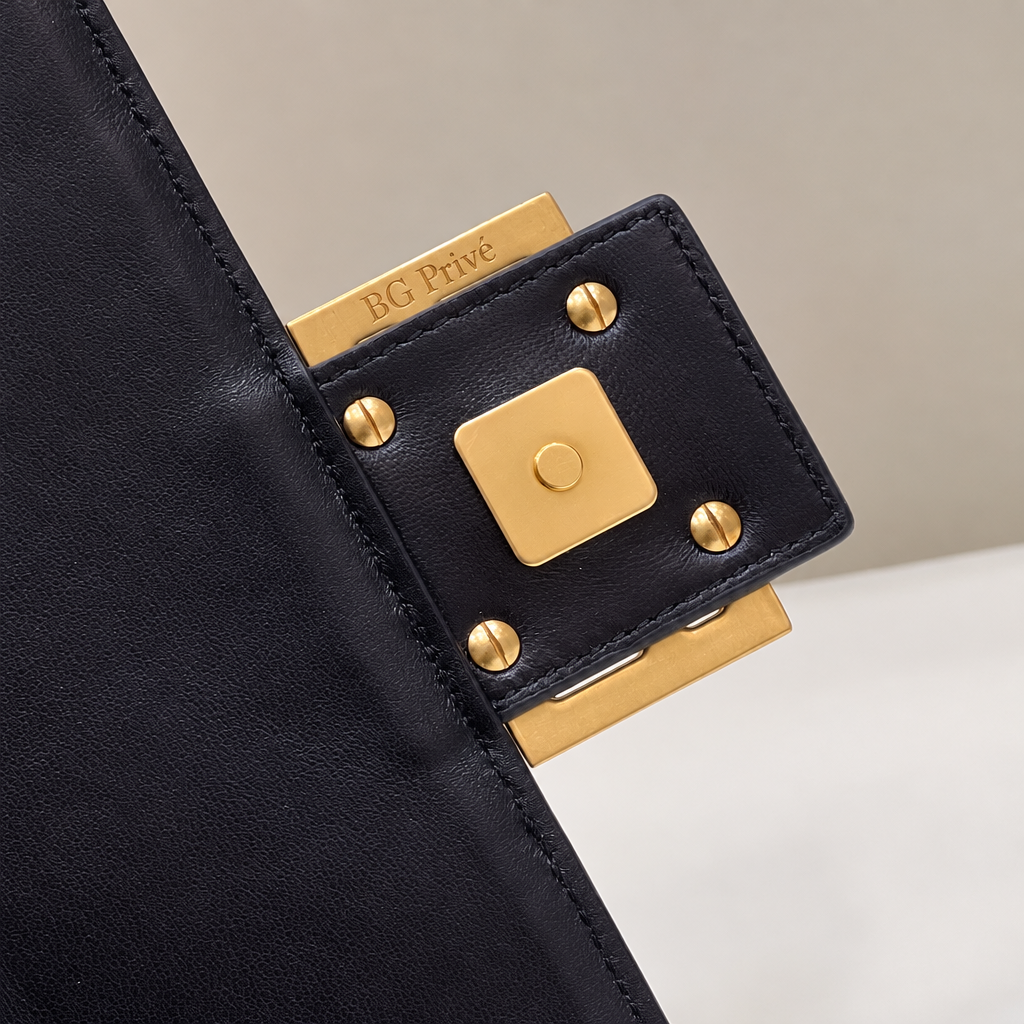 Baguette Black Nappa Leather Bag with Motif