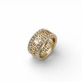 Gold-Tone Crystal-Embellished Openwork Logo Wide Band Ring