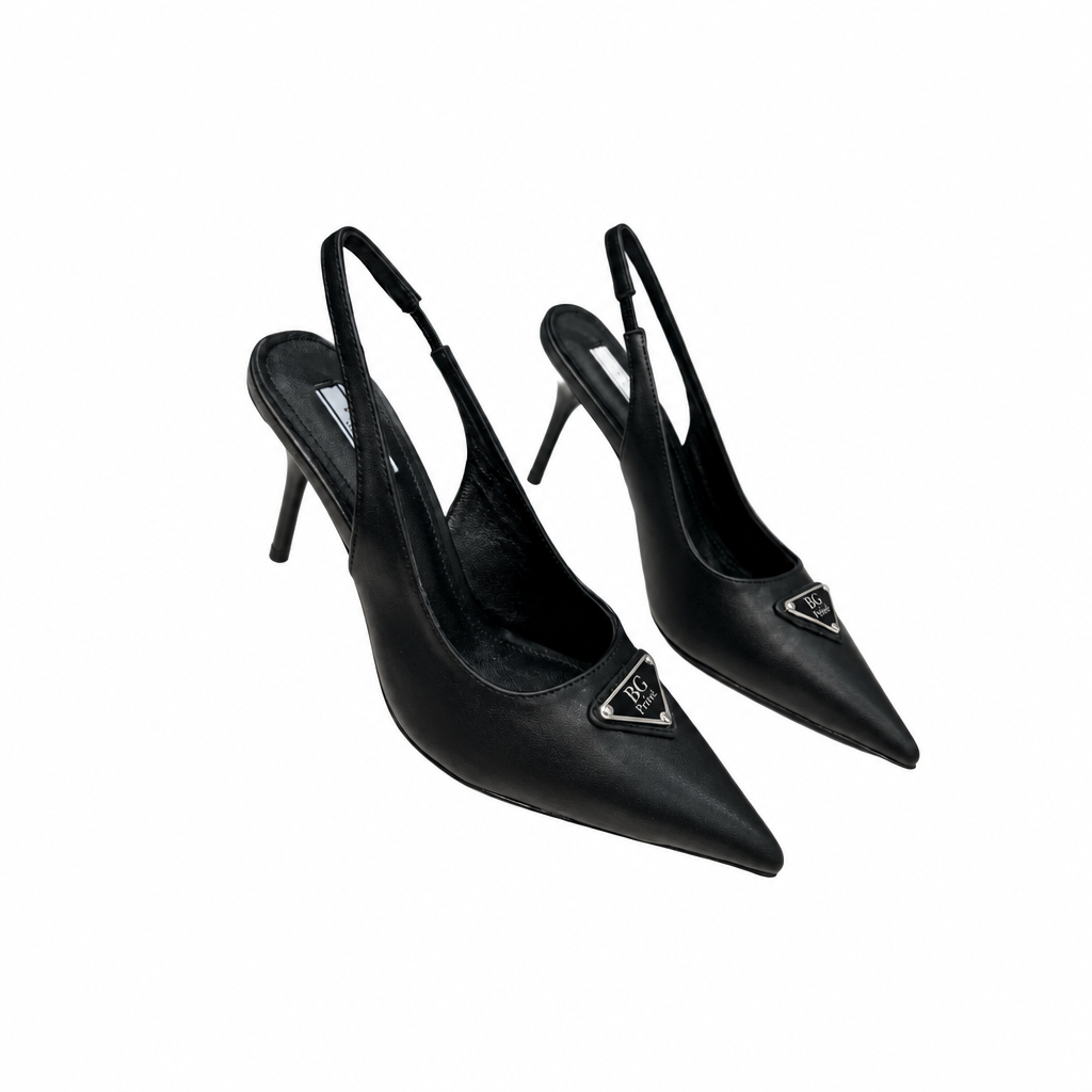 Brushed Leather Slingback Pumps